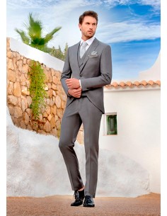 Traje de novio chaqué gris