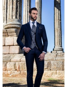 Traje de Novio Semilevita Azul Oscuro