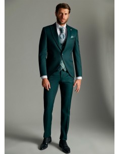 Traje de novio verde con corte italiano