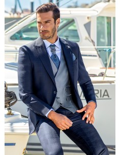 Traje de novio tejido cuadros