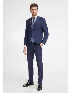 Traje de novio azul francés